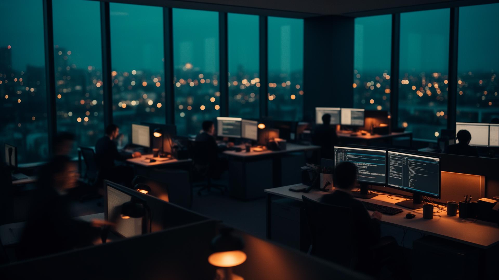 Operations floor at dusk