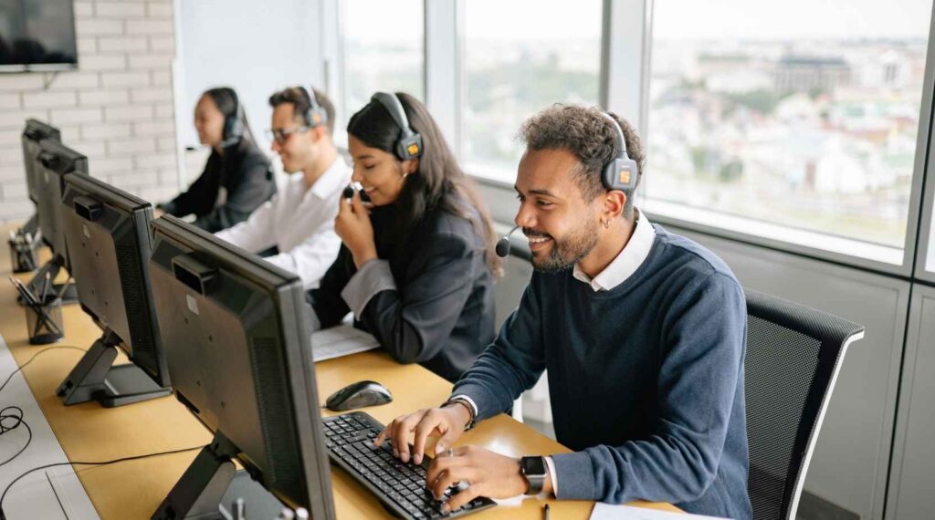 healthcare contact center support team assisting patient operations